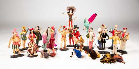 Twenty-Four Original Bernard Ravca (Ravca Paris/ NY) Stockinette Circus Doll Set