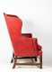 "Kittinger" Red Leather Chippendale Style Wing Chair