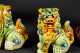 20thC Chinese Two Porcelain Monkey Figures Along with Pair of Porcelain Foo Dogs