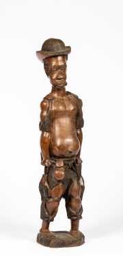 An African Folk Art Carving of a Fisherman