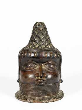 A Benin Style Bronze Head of an Oba, Edo Peoples