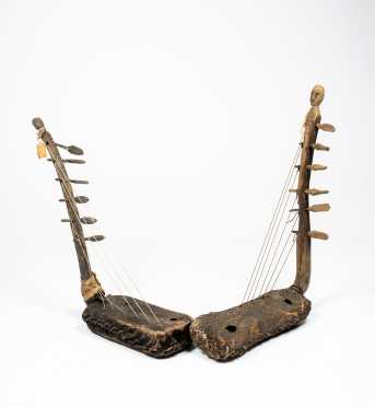 A Pair of Central African Figural Harps