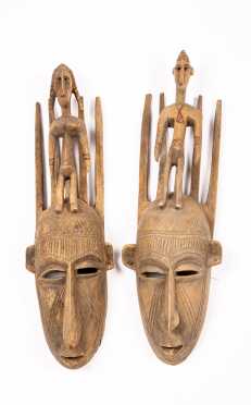Pair of Bamana Style Figural Masks