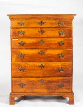 New Hampshire Maple Chippendale Six Drawer Tall Chest