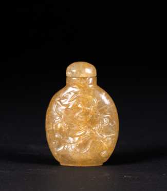 A Chinese Yellow Hair Crystal Snuff Bottle