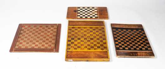 Four 19th/20thC Painted Checker Boards