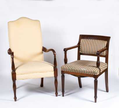 Two Reproduction Upholstered Armchairs