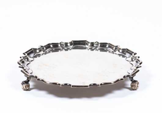 English Chippendale Style Silver Tray