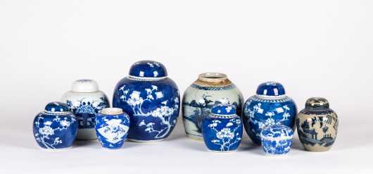 Nine Chinese Porcelain Ginger Jars