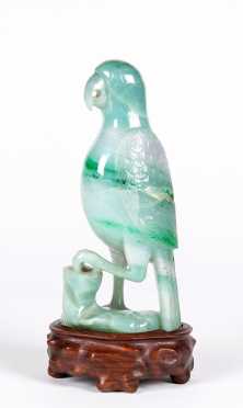 20thC Chinese Jadeite Carving of a Parrot