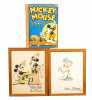 Two Walt Disney Studios Signed Art and Mickey Mouse Booklet
