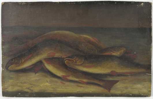 19th century, still life of a trout on a table