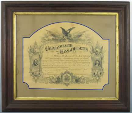 1870 Massachusetts patriotic award.