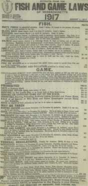 Original 1917  Massachusetts Fish And Game Cloth Poster