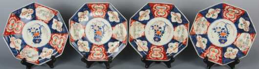 Set of Four Matching Imari Octagonal Plates, Meiji Period