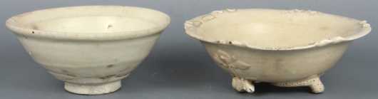 Two Piece Lot of Chinese White Glazed Pottery