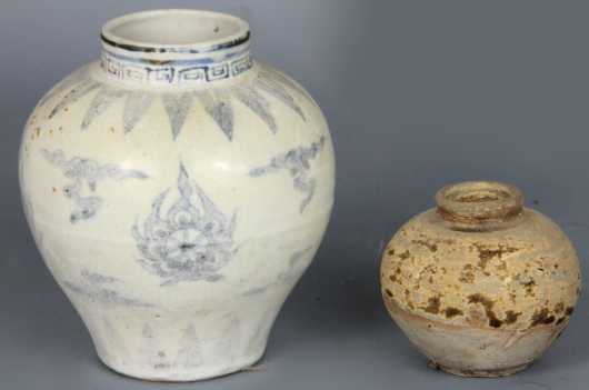Chinese Blue and White Vase and a Tang Dynasty jar