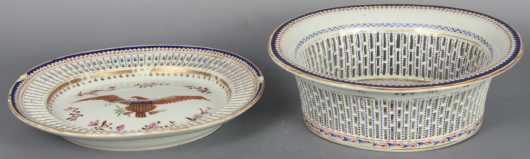 Chinese Export Reticulated Basket, with under-plate