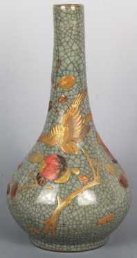 Chinese Bottle Vase with crazed glazing