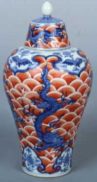 Chinese Covered Baluster Form Vase