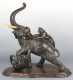 Japanese Bronze of an Elephant being attacked by 2 tigers