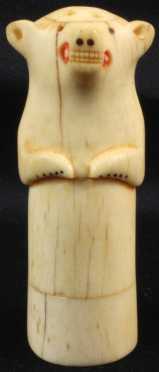 Bone Carved Salt Shaker in the form of a standing bear