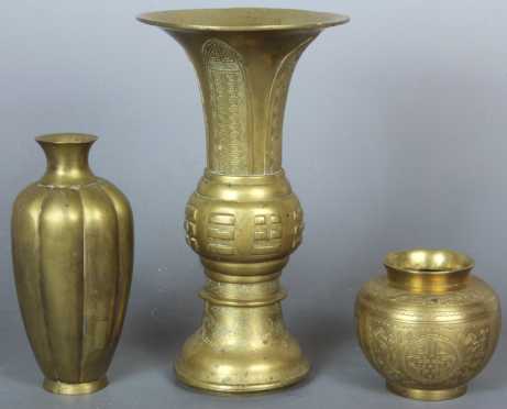 Lot of 3 Chinese Brass Vessels