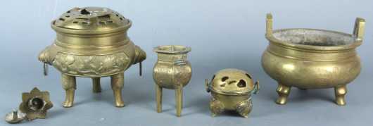 A Lot of 4 Chinese Brass censers