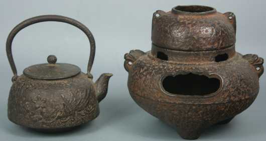 Two Japanese Cast Iron Pots