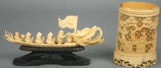 Two Chinese Ivory Carved Pieces