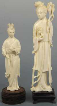 Two Chinese Carved Ivory Statuettes