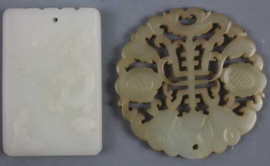 Two Chinese Carved Jade Pendants/Toggles