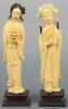 Two Antique Chinese Carved Ivory and Polychrome Figures