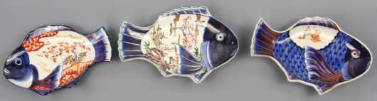 Three Japanese Imari Fish Form Plates