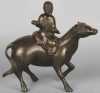 Chinese Bronze Censor in the form of a horse with figural cover of a man riding side saddle