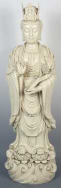 Impressive Chinese Blanc De Chine Porcelain Statue of Kwan Yin