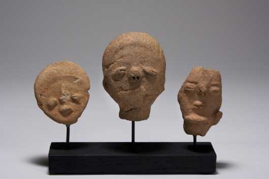 Three Akan terracotta heads