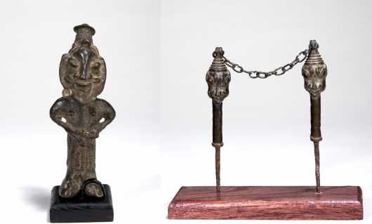 Two Yoruba bronze items