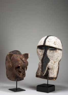 A two Luba animal Kifwebe masks