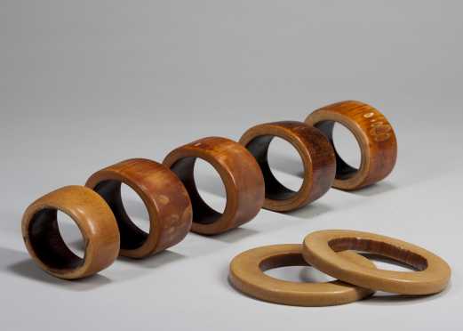 A group of seven ivory bangles